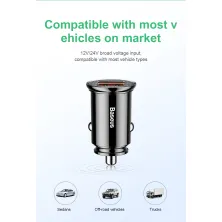 Автомобільний зарядний пристрій Baseus Circular Plastic QC 3.0 30W 2USB 5A Чорний