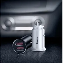 Автомобільний зарядний пристрій Baseus Circular Plastic QC 3.0 30W 2USB 5A Чорний