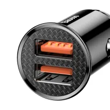 Автомобільний зарядний пристрій Baseus Circular Plastic QC 3.0 30W 2USB 5A Чорний