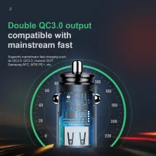 Автомобільний зарядний пристрій Baseus Circular Plastic QC 3.0 30W 2USB 5A Чорний