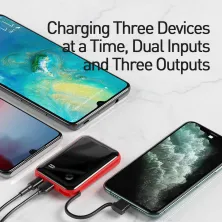 УМБ Baseus Mini S 10000mAh 15W 3A з технологією QC3.0 + PD3.0 і iP кабелем Червоний