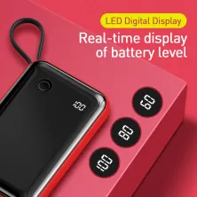 УМБ Baseus Mini S 10000mAh 15W 3A з технологією QC3.0 + PD3.0 і iP кабелем Червоний