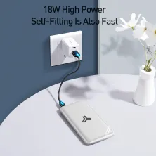 УМБ Baseus S10 1in2 Bracket 10000mAh 18W QC3.0 PD з Бездротовий зарядкою Qi 10W Білий