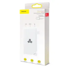 УМБ Baseus S10 1in2 Bracket 10000mAh 18W QC3.0 PD з Бездротовий зарядкою Qi 10W Білий