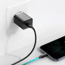 Сетевое зарядное устройство Baseus Super Si QC PD3.0 20W Type-C 3A + Кабель 2.3A Type-C to Lightning 1м Черный