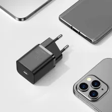 Сетевое зарядное устройство Baseus Super Si QC PD3.0 20W Type-C 3A + Кабель 2.3A Type-C to Lightning 1м Черный