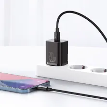 Сетевое зарядное устройство Baseus Super Si QC PD3.0 20W Type-C 3A + Кабель 2.3A Type-C to Lightning 1м Черный