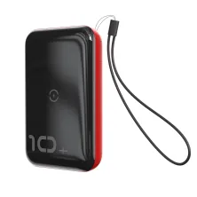 УМБ Baseus Mini S 1in2 Bracket 10000mAh 18W QC3.0 PD з Бездротовий зарядкою Qi 10W Чорний+Червоний