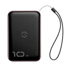 УМБ Baseus Mini S 1in2 Bracket 10000mAh 18W QC3.0 PD з Бездротовий зарядкою Qi 10W Чорний+Червоний