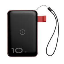 УМБ Baseus Mini S 1in2 Bracket 10000mAh 18W QC3.0 PD з Бездротовий зарядкою Qi 10W Чорний+Червоний