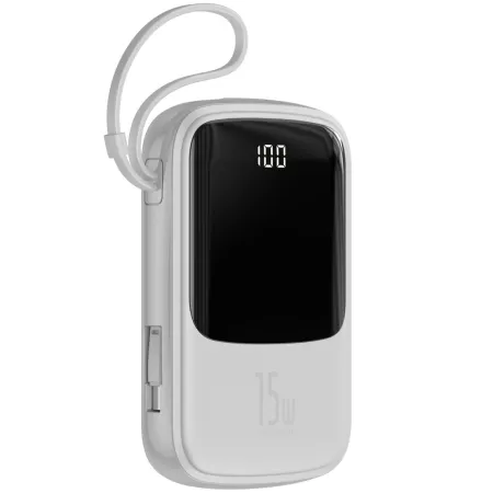 УМБ Baseus Q Pow 10000mAh 15W 3A з технологією QC3.0 + PD3.0 і Type-C кабелем Білий