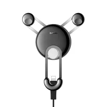 Автотримач для телефону Baseus YY ehicle в повітропровід із зарядним кабелем Lightning 2A 1м Сріблястий