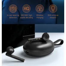Беспроводные Bluetooth наушники Baseus Encok TWS W05 с функцией беспроводной зарядки Qi Черный