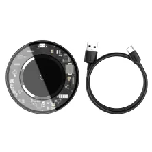 Бездротовий зарядний пристрій Baseus Simple Magnetic з технологією Qi 15W 2A Прозорий