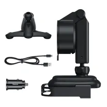 Автодержатель с Беспроводной Зарядкой Baseus Rock-Solid с технологией Qi 10W и зарядкой в прикуриватель QC 3.0 30W 2USB 5A Черный