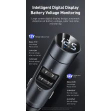 FM-трансмиттер Baseus Energy Column 2в1 MP3 Car Charger Bluetooth 5.0 2USB (3.1A) 15W Черно-Серый