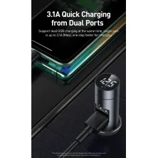 FM-трансмиттер Baseus Energy Column 2в1 MP3 Car Charger Bluetooth 5.0 2USB (3.1A) 15W Черно-Серый
