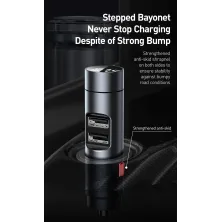FM-трансмиттер Baseus Energy Column 2в1 MP3 Car Charger Bluetooth 5.0 2USB (3.1A) 15W Черно-Серый