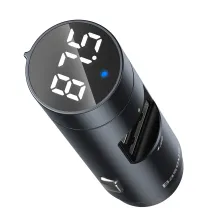 FM-трансмиттер Baseus Energy Column 2в1 MP3 Car Charger Bluetooth 5.0 2USB (3.1A) 15W Черно-Серый