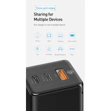Сетевое зарядное устройство Baseus Quick GaN Travel QC4.0+PD3.0 65W USB+2Type-C 5A Черный