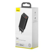 Сетевое зарядное устройство Baseus Quick GaN Travel QC4.0+PD3.0 65W USB+2Type-C 5A Черный