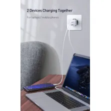 Сетевое зарядное устройство Baseus GaN Mini QC3.0+PD3.0 45W USB+Type-C 5A + кабель Baseus Type-C to Type-C 60W 20V/3A 1м Белый