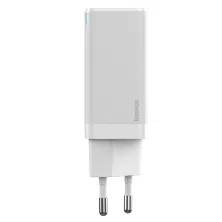 Сетевое зарядное устройство Baseus GaN Mini QC3.0+PD3.0 45W USB+Type-C 5A + кабель Baseus Type-C to Type-C 60W 20V/3A 1м Белый