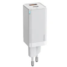 Сетевое зарядное устройство Baseus GaN Mini QC3.0+PD3.0 45W USB+Type-C 5A + кабель Baseus Type-C to Type-C 60W 20V/3A 1м Белый