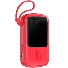 УМБ Baseus Q Pow 10000mAh 15W 3A з технологією QC3.0 + PD3.0 і iP кабелем Червоний