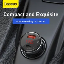 Автомобільний зарядний пристрій Baseus Digital Display QC 4.0 + PD3.0 PPS 45W USB + Type-C 5A Чорний
