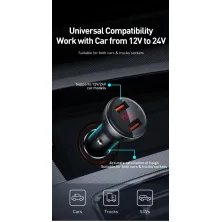 Автомобільний зарядний пристрій Baseus Digital Display QC 4.0 + PD3.0 PPS 45W USB + Type-C 5A Чорний