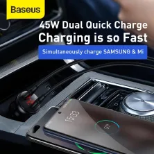 Автомобільний зарядний пристрій Baseus Digital Display QC 4.0 + PD3.0 PPS 45W USB + Type-C 5A Чорний