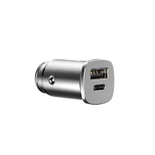 Автомобильное зарядное устройство Baseus Square Metal QC 4.0+PD3.0 30W USB + Type-C 5A Серебристый