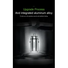Автомобильное зарядное устройство Baseus Square Metal QC 4.0+PD3.0 30W USB + Type-C 5A Серебристый