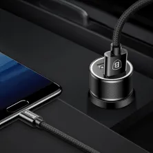 Автомобильное зарядное устройство Baseus Small Screw 2USB 3.4A + Кабель USB to Type-C 1м 2A Черный