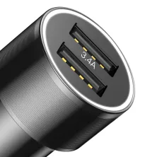 Автомобильное зарядное устройство Baseus Small Screw 2USB 3.4A + Кабель USB to Type-C 1м 2A Черный