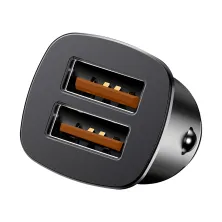 Автомобильное зарядное устройство Baseus Square Metal QC 3.0 30W 2USB 5A Черный
