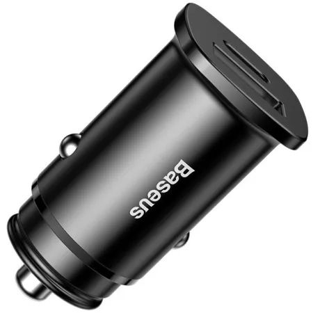Автомобильное зарядное устройство Baseus Square Metal QC 4.0+PD3.0 30W USB + Type-C 5A Черный
