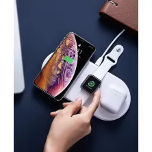 Бездротовий зарядний пристрій Baseus Smart 3in1 For Phone + Watch + Pods (18W MAX) Білий