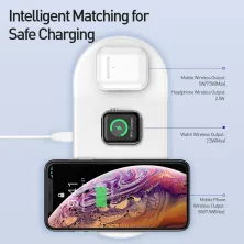 Бездротовий зарядний пристрій Baseus Smart 3in1 For Phone + Watch + Pods (18W MAX) Білий