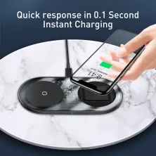 Бездротовий зарядний пристрій Baseus Simple 2in1 For Phone + Pods з технологією Qi 18W MAX Прозорий