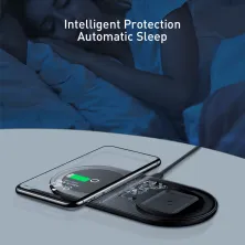 Бездротовий зарядний пристрій Baseus Simple 2in1 For Phone + Pods з технологією Qi 18W MAX Прозорий