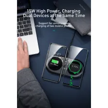 Бездротовий зарядний пристрій Baseus Simple 2in1 For Phone + Pods з технологією Qi 18W MAX Прозорий