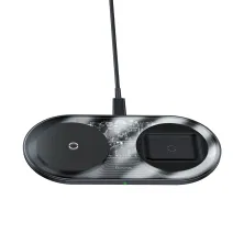 Бездротовий зарядний пристрій Baseus Simple 2in1 For Phone + Pods з технологією Qi 18W MAX Прозорий
