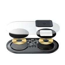 Бездротовий зарядний пристрій Baseus Simple 2in1 For Phone + Pods з технологією Qi 18W MAX Прозорий
