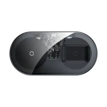 Бездротовий зарядний пристрій Baseus Simple 2in1 For Phone + Pods з технологією Qi 18W MAX Прозорий