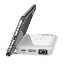 УМБ Baseus Mini S 1in2 Bracket 10000mAh 18W QC3.0 PD з Бездротовий зарядкою Qi 10W Білий