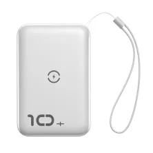 УМБ Baseus Mini S 1in2 Bracket 10000mAh 18W QC3.0 PD з Бездротовий зарядкою Qi 10W Білий