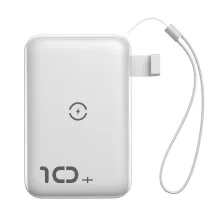 УМБ Baseus Mini S 1in2 Bracket 10000mAh 18W QC3.0 PD з Бездротовий зарядкою Qi 10W Білий