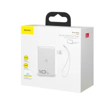 УМБ Baseus Mini S 1in2 Bracket 10000mAh 18W QC3.0 PD з Бездротовий зарядкою Qi 10W Білий